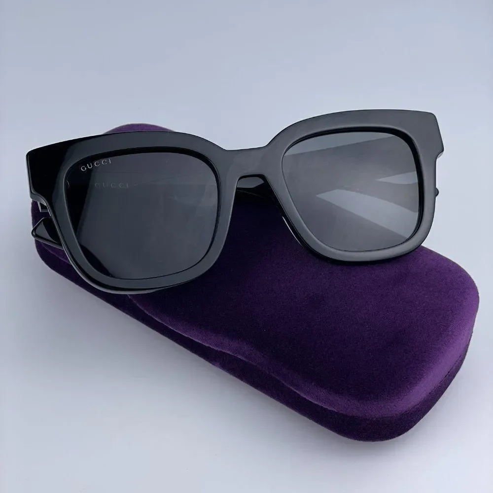 NEW Gucci GG0998S 001 Black Grey Square Unisex Sunglasses